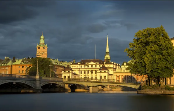 Bridge, river, Stockholm, Sweden, Old Town, Stockholm