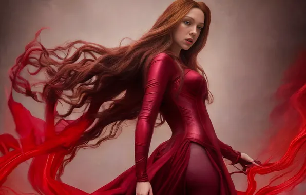 Picture fantasy, Scarlet Witch, AI art