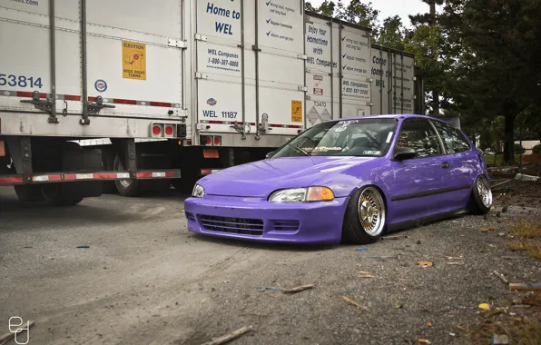 Picture Purple, Honda, tuning, stance, Honda Civic, civici