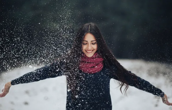 Girl, snow, smile, Ivan Salnikov