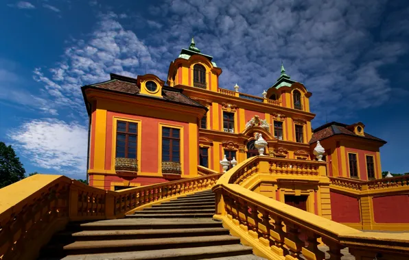 The sky, the building, ladder, mansion