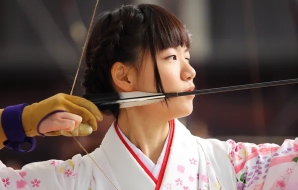 Girl, Archer, Japanese, aiming