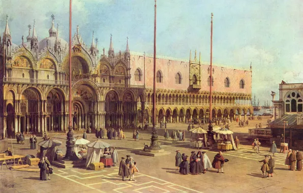 Picture, painting, painting, Antonio Canaletto, Piazza San Marco