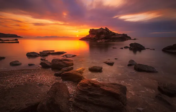 Picture shore, coast, the evening, Greece