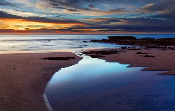 Sea, beach, the sky, sunset, the ocean