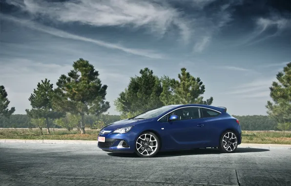 Picture the sky, trees, Opel, Astra, blue, blue, Opel, astra