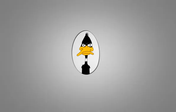Picture minimalism, duck, Daffy Duck, Daffy Duck, Looney Tunes, dark grey background, unhappy face