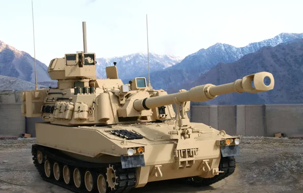 Picture mountains, American, self-propelled, howitzer, &ampquot;Paladin&ampquot;, M109A6