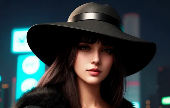 Picture girl, hat, neural network
