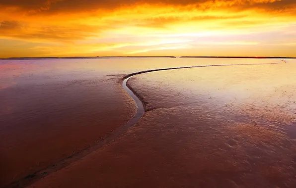 Picture sand, beach, sunset, stream, horizon