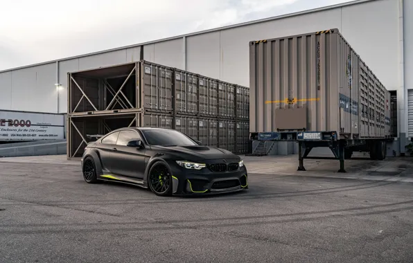 Picture green, bmw, black matte, trailer, f82