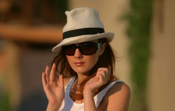 Picture girl, sexy, hat, glasses, Olga