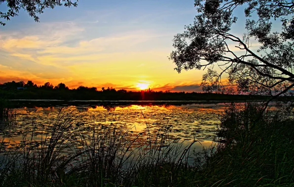 Sunset, nature, photo, dawn, Pskov oblast, Nevel, р. Emenka, Amenca