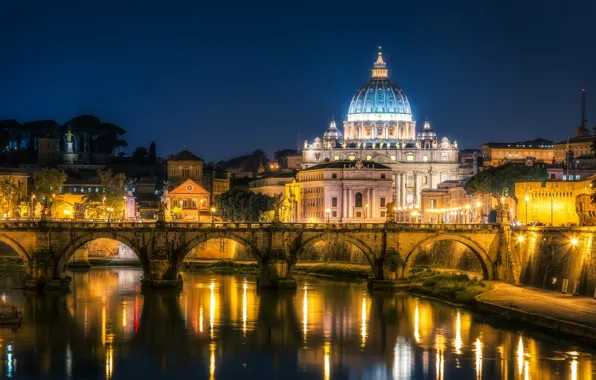 Picture night, lights, Rome, Italy