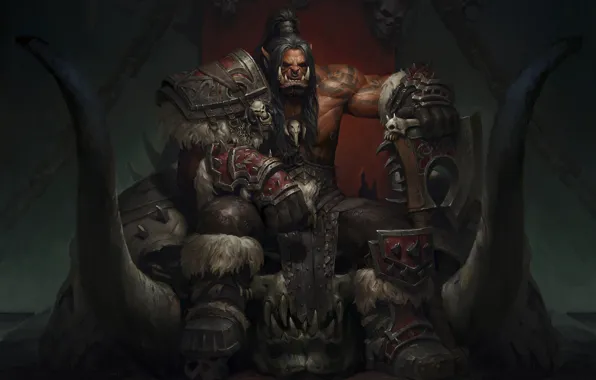 Orc, the throne, World Of Warcraft, Grom Hellscream