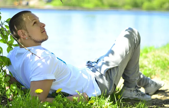 Grass, mood, positive, day, male, art