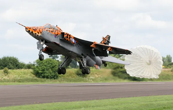 Picture Jaguar, Landing, Fighter-bomber, Parachute, RAF, WFP, Chassis, Sepecat Jaguar