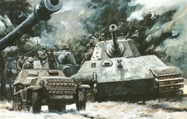 Picture war, tanks, Tiger II, Royal tiger, German, Tiger 2, heavy