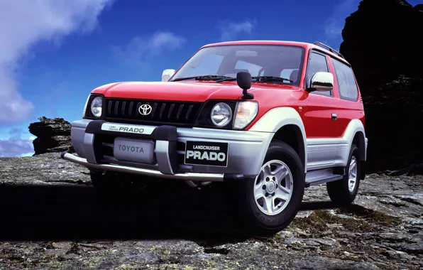 Picture red, Toyota, Land Cruiser, Prado, 3-Doors, J90