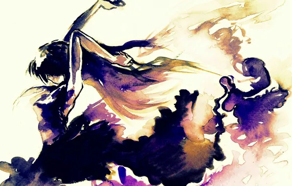 Girl, paint, bright, color, watercolor, canvas