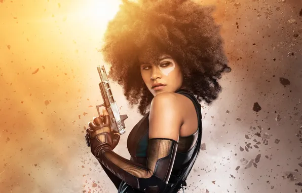 Girl, gun, weapons, background, hairstyle, costume, outfit, poster