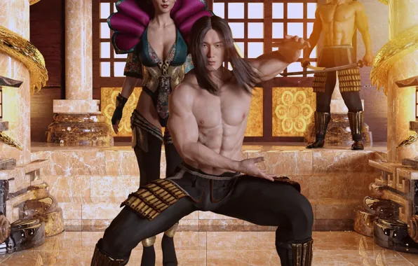 Girl, guy, fighter