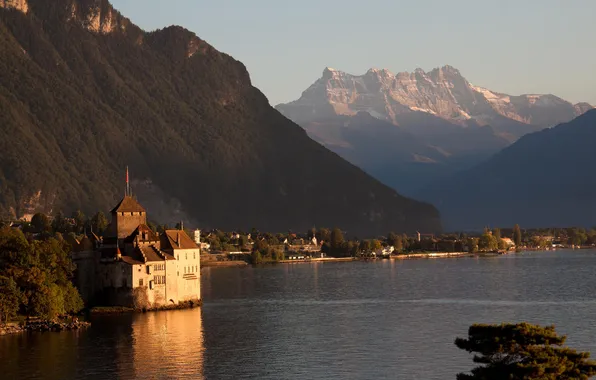 The sky, mountains, lake, Switzerland, Switzerland, Geneva, Geneva