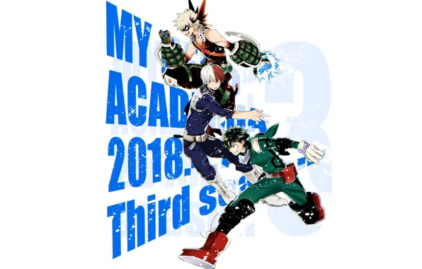 Guys, heroes, trio, Boku no Hero Academy, Midori Isuku, Todoroki Shoto, My heroic academia, Bakuga