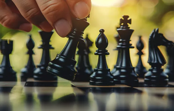 Light, reflection, hand, chess, fingers, nails, chess Board, black