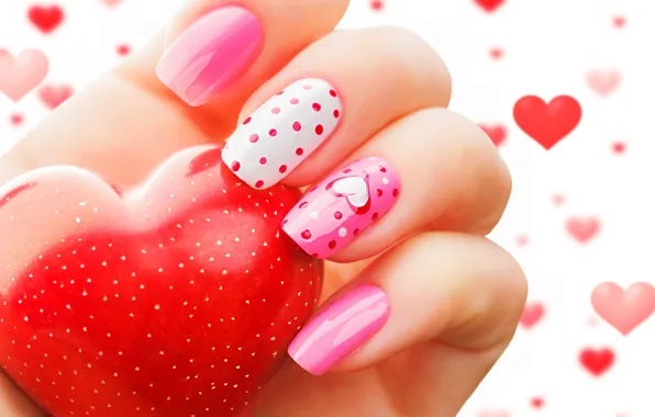 Love, heart, romantic, manicure, valentine`s day