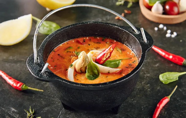 Soup, pepper, vegetables