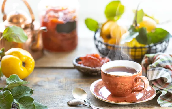 Tea, Cup, fruit, jam, quince, Karina Klachuk