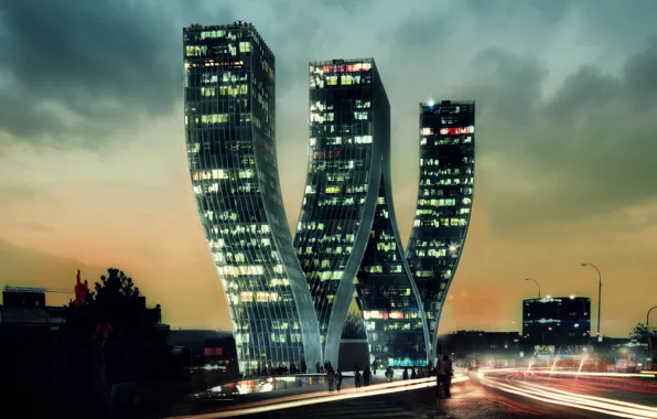 Picture The building, the construction of Prague, Bjarke Ingels Group, the building project "Walter", 4 towers …