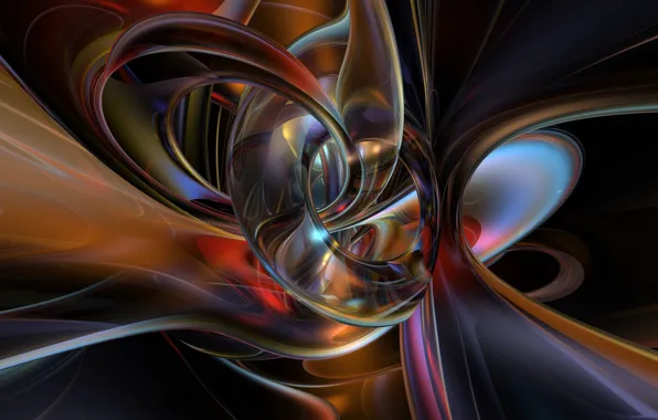 Wave, abstraction, ring, black background