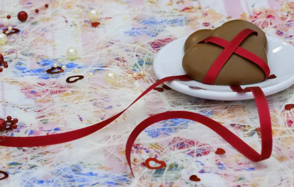 Love, background, holiday, heart, two, candy, hearts, beads