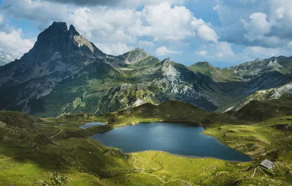 Lake, France, The PYRENEES, mountain MIDI d Oso, Rumasa