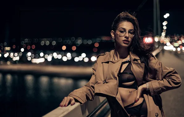 Look, night, lights, sexy, pose, river, model, makeup
