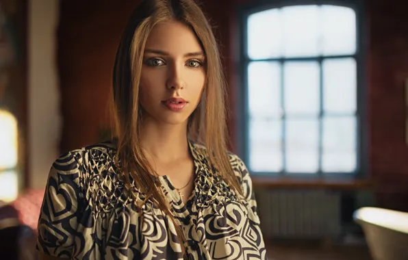Girl, Photo, Look, Model, Lips, Face, Girl, Window