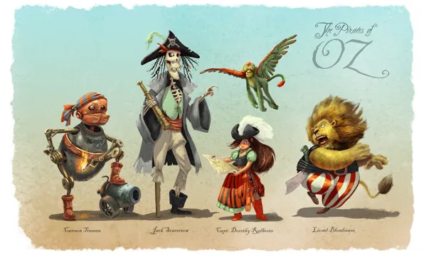 Pipe, creatures, shadows, gun, The Pirates of Oz