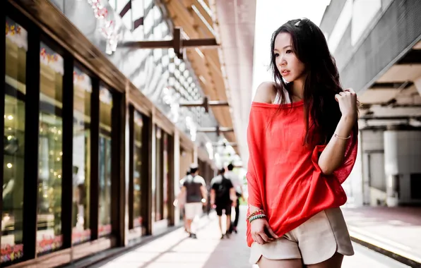 Girl, background, Asian