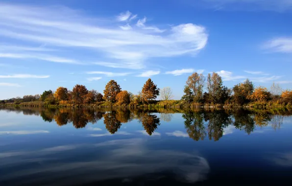 The sky, water, trees, nature, river, photo, landscapes, Germany