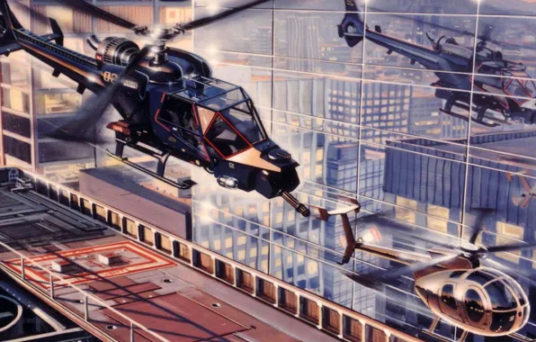 Figure, art, helicopters, Blue thunder
