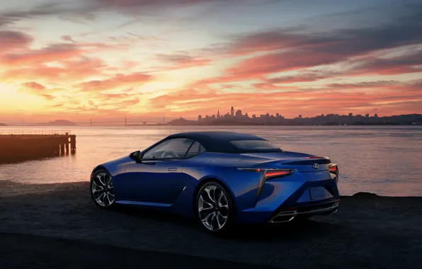 Picture sunset, the evening, Lexus, convertible, the soft top, 2021, LC 500 Convertible