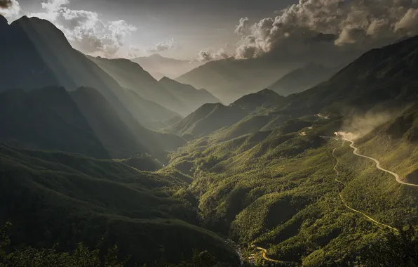 The sky, light, mountains, hills, the slopes, Vietnam, forest