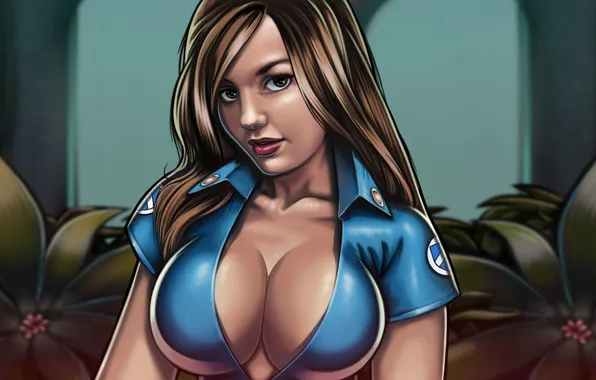 Sexy, cleavage, boobs, look, breasts, uniform, Faith, Leisure Suit Larry: Reloaded