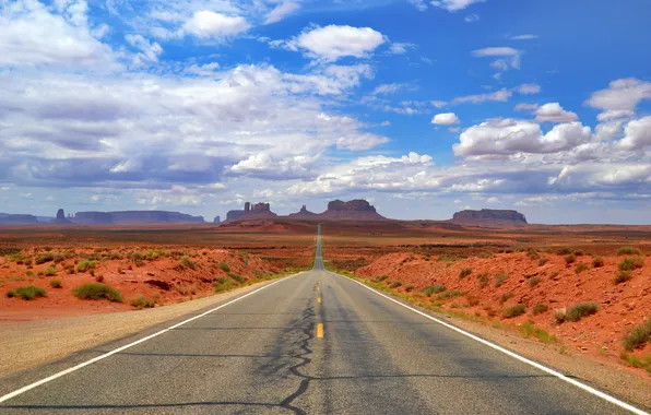 Picture road, the sky, freedom, clouds, landscape, mountains, nature, the steppe