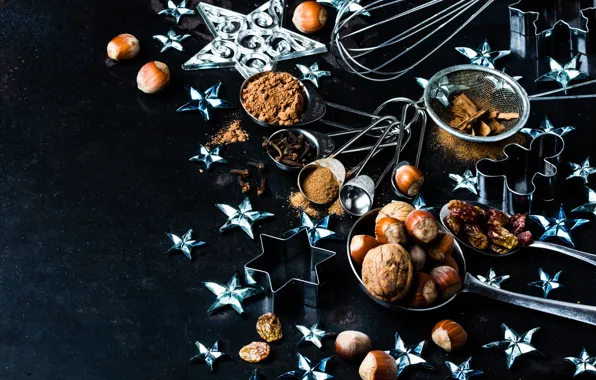 Decoration, New Year, Christmas, nuts, cinnamon, happy, Christmas, bumps