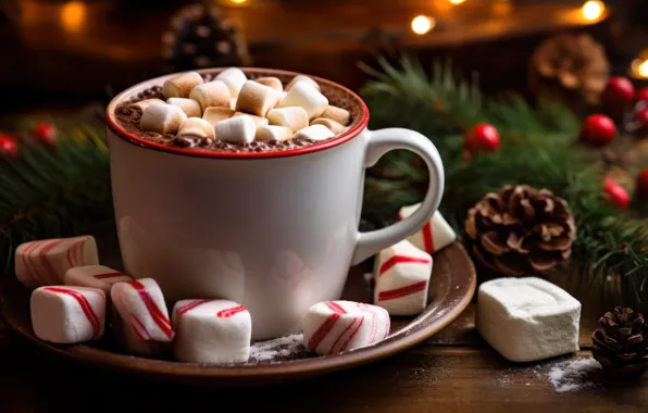 Christmas, candy, mug, Cup, sweets, New year, drink, dessert
