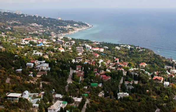 Picture the city, photo, coast, home, top, Crimea, Yalta