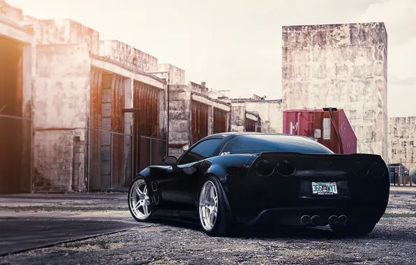 Black, Corvette, drives, ass